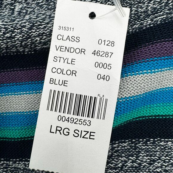 MODERN AMUSEMENT NWT Men's‎ Large Blue Gray Striped Button Up Cardigan Sweater - Picture 5 of 10